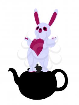 Royalty Free Clipart Image of a Rabbit in a Teapot