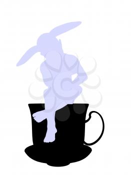 Royalty Free Clipart Image of a Rabbit in a Teapot