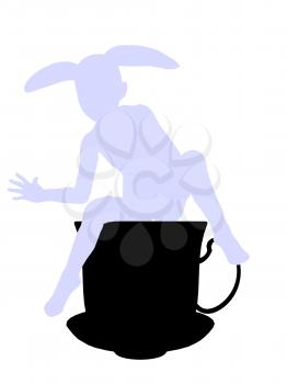 Royalty Free Clipart Image of a Rabbit in a Teapot