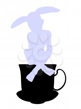 Royalty Free Clipart Image of a Rabbit in a Teapot