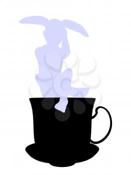 Royalty Free Clipart Image of a Rabbit in a Teapot