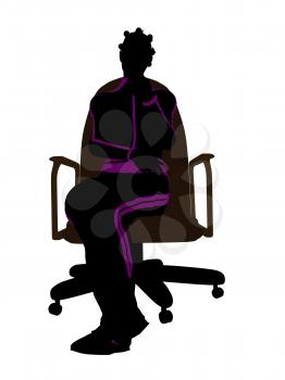 African american female workout sitting on a chair illustration silhouette on a white background