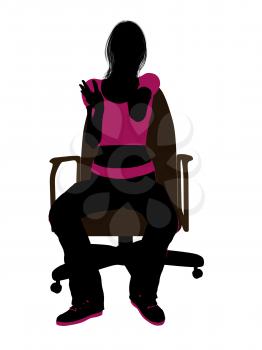 Royalty Free Clipart Image of a Girl Sitting in a Chair