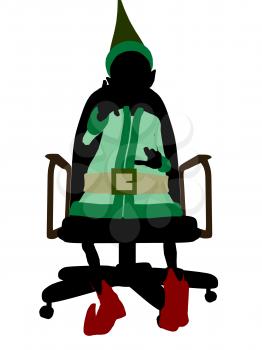 Royalty Free Clipart Image of an Elf in a Chair