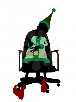 Royalty Free Clipart Image of an Elf in a Chair