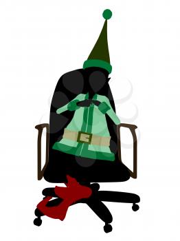 Royalty Free Clipart Image of an Elf in a Chair