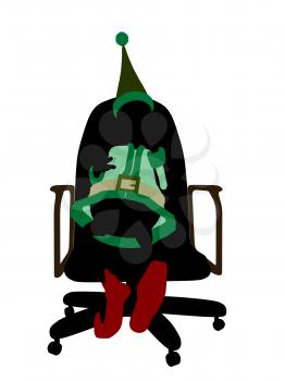 Royalty Free Clipart Image of an Elf in a Chair