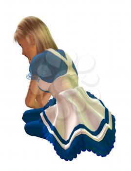 Royalty Free Clipart Image of a Little Girl in a Pinafore