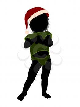 Royalty Free Clipart Image of a Baby in a Santa Hat