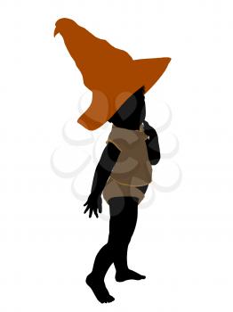 Royalty Free Clipart Image of a Baby in a Witch's Hat