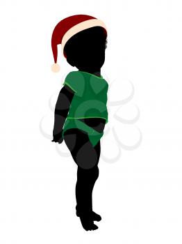 Royalty Free Clipart Image of a Baby in a Santa Hat