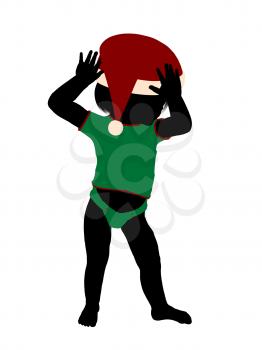 Royalty Free Clipart Image of a Baby in a Santa Hat