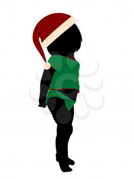 Royalty Free Clipart Image of a Baby in a Santa Hat