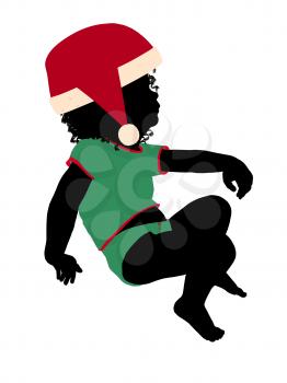 Royalty Free Clipart Image of a Baby in a Santa Hat