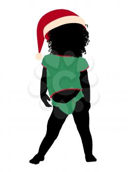 Royalty Free Clipart Image of a Baby in a Santa Hat