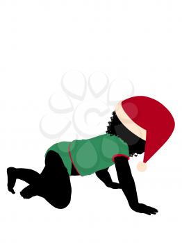 Royalty Free Clipart Image of a Baby in a Santa Hat