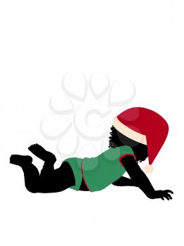 Royalty Free Clipart Image of a Baby in a Santa Hat