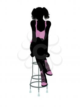 Royalty Free Clipart Image of a Girl on a Stool