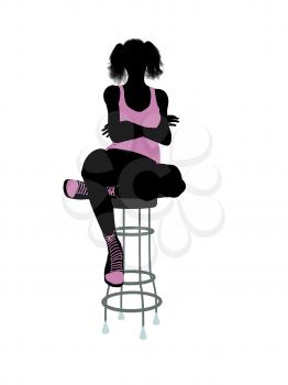 Royalty Free Clipart Image of a Girl on a Stool