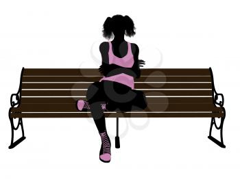 Royalty Free Clipart Image of a Girl on a Park Bench