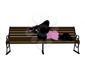 Royalty Free Clipart Image of a Girl on a Park Bench