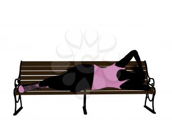 Royalty Free Clipart Image of a Girl on a Park Bench