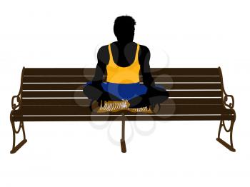 Royalty Free Clipart Image of a Man on a Park Bench