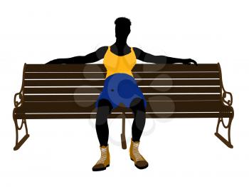 Royalty Free Clipart Image of a Man on a Park Bench