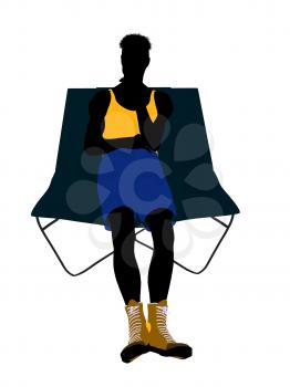 Royalty Free Clipart Image of a Man on a Lounge Chair