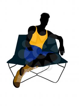 Royalty Free Clipart Image of a Man on a Lounge Chair