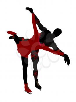 Royalty Free Clipart Image of a Couple Skating