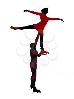 Royalty Free Clipart Image of a Couple Skating