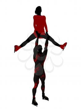 Royalty Free Clipart Image of a Couple Skating