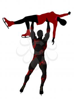 Royalty Free Clipart Image of a Couple Skating