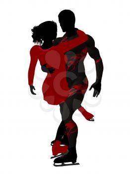 Royalty Free Clipart Image of a Couple Skating