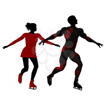 Royalty Free Clipart Image of a Couple Skating