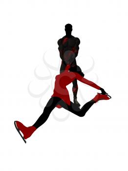 Royalty Free Clipart Image of a Couple Skating