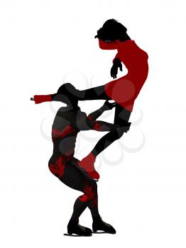 Royalty Free Clipart Image of a Couple Skating