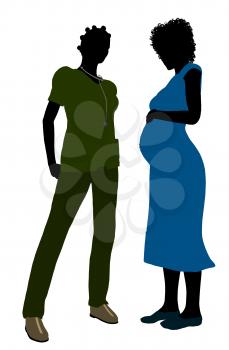 Royalty Free Clipart Image of a Female Doctor With an Expectant Mother