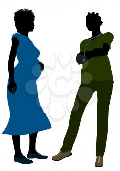 Royalty Free Clipart Image of a Female Doctor With an Expectant Mother