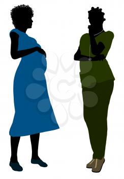 Royalty Free Clipart Image of a Female Doctor With an Expectant Mother