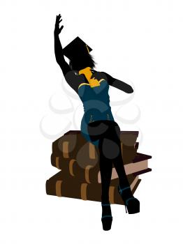 Royalty Free Clipart Image of a Woman Sitting on Books