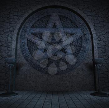 Royalty Free Clipart Image of a Pentagram Background