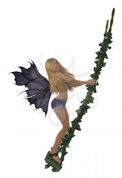 Royalty Free Clipart Image of a Fairy on a Swing