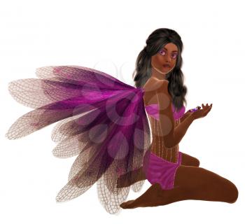 Royalty Free Clipart Image of a Kneeling Fairy