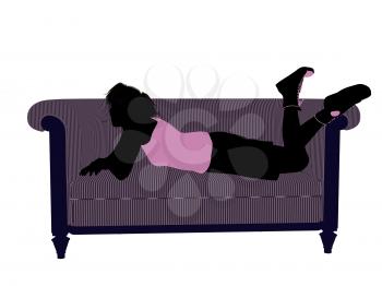 Royalty Free Clipart Image of a Girl on a Couch