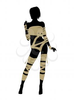 Royalty Free Clipart Image of a Woman Wrapped Like a Mummy