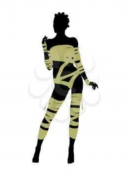 Royalty Free Clipart Image of a Woman Wrapped Like a Mummy