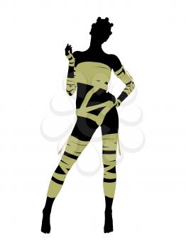 Royalty Free Clipart Image of a Woman Wrapped Like a Mummy