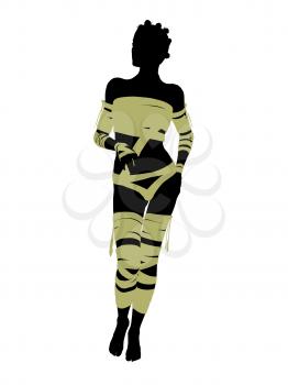 Royalty Free Clipart Image of a Woman Wrapped Like a Mummy